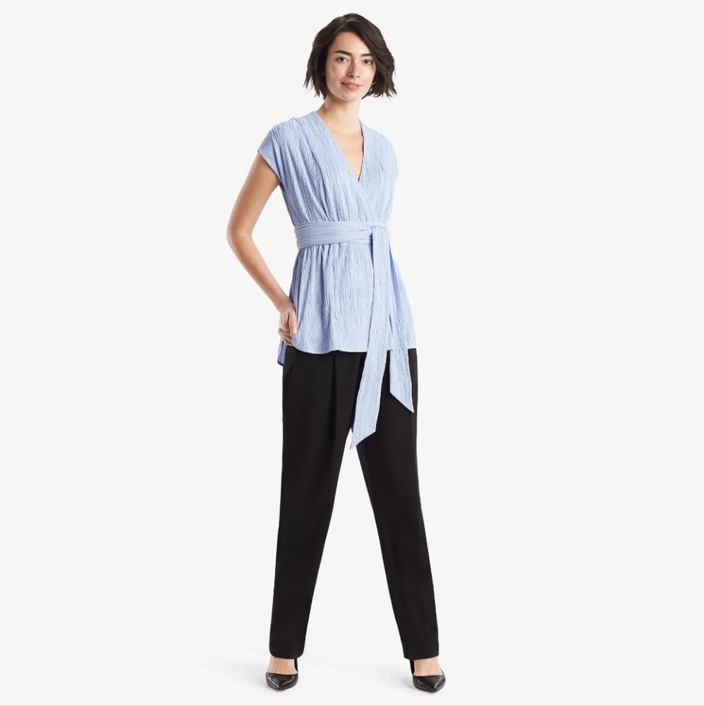 MM LaFleur Valerie‎ Wrap Blouse Periwinkle Blue Small